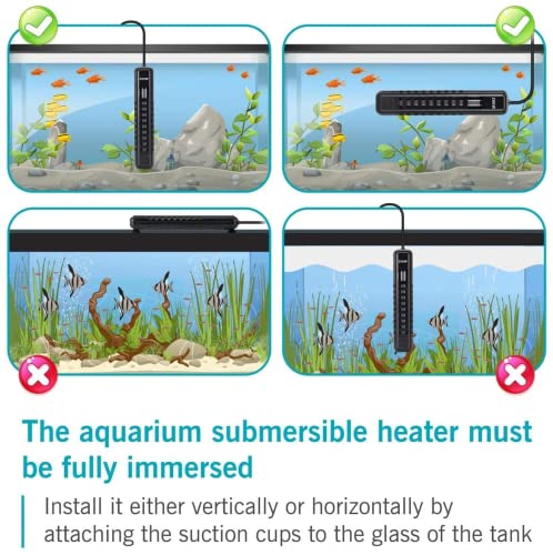 AQQA Calentador de acuario 500W, varilla de calentamiento de acuario digital de temperatura ajustable con pantalla LED y controlador de temperatura externo