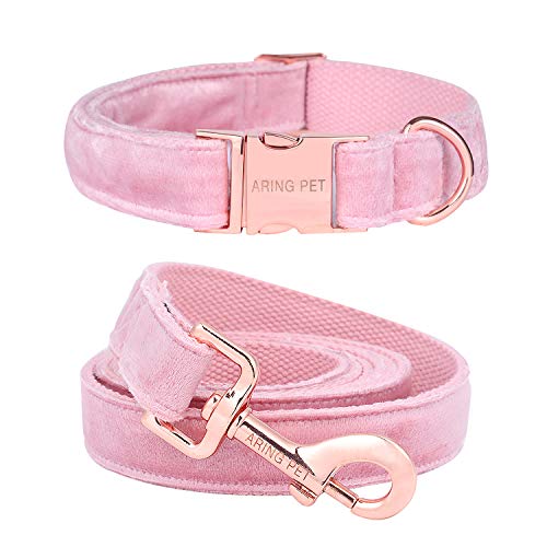 ARING PET Juego de collar y correa de terciopelo para perro, collar de perro y correa, collar ajustable para perros pequeños y medianos.