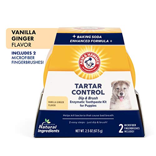 Arm & Hammer Tarro de pasta de dientes con 2 cepillos de microfibra - Control de tartar de cachorro