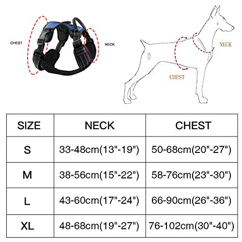 Arnés Antitirones de Perro Pequeño Mediano Grande Arnes Pecho Perros con Control de Manija y con Linea Reflectante, Ajustable Cómodo Acolchado Arnes Chaleco Perro para Adiesreamiento(Azul,S)