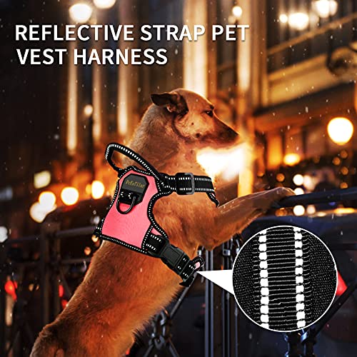 Arnés Antitirones Perro Transpirable PcEoTllar con Control de Manija y con Lineas Reflectantes Arnés Pecho Perro Duradero con Chaleco Acolchado Ajustable para Perros Grandes y Pequeños - Rosa - S