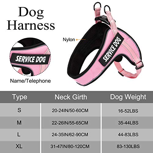 Arnés de arnés para perros personalizado sin tirones para perros con nombre personalizado y número de teléfono chaleco resistente para evitar tirar, tirar o asfixiar, entrenar y caminar (L, rosa)