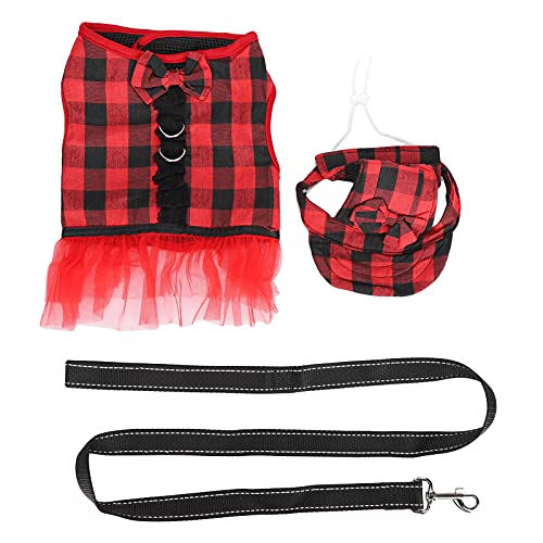 Arnés de Vestido de Cerdo, arnés de Vestido de Cerdo con Chaleco de Cerdo Arnés con Correa Vestidos de Perro Mini arnés de Cerdo para Hacer Que su Mascota Sea Diferente(GXBD03 Red and Black, M)