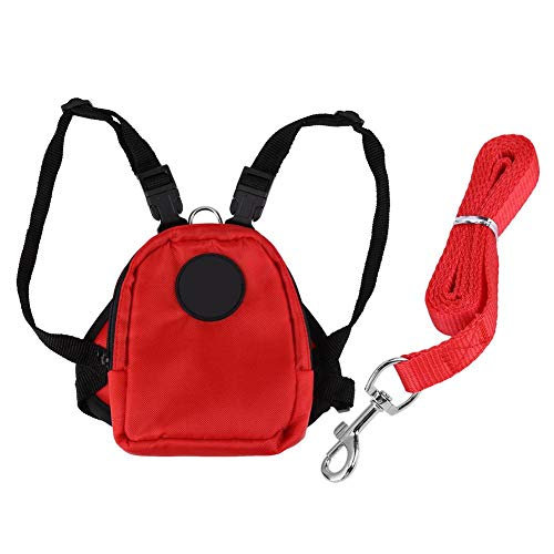 Arnés para Mochila para Perros, 2 tamaños Mochila para Mascotas para Perros pequeños Bolsa de Almacenamiento para refrigerios Lindas Bolsas de sillín para Mascotas con Correa para Perros(L-Rojo)