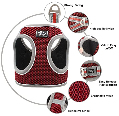 Arnés para perro sin tirar ajustable reflectante para mascotas,transpirable,suave,acolchada,correa para el pecho entrenamiento al aire libre,para perros pequeños, medianos y grandes(XL, rojo)