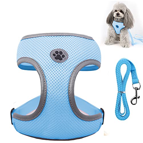 Arnes Perro, KINGLEAD Arnes Perro Antitirones Reflectante Arnes Perros Pequeños Arnes Gato Ajustable Transpirable Cómodo Suave Acolchado Arnés Perro para Perros Pequeño, Gatos y Cachorros