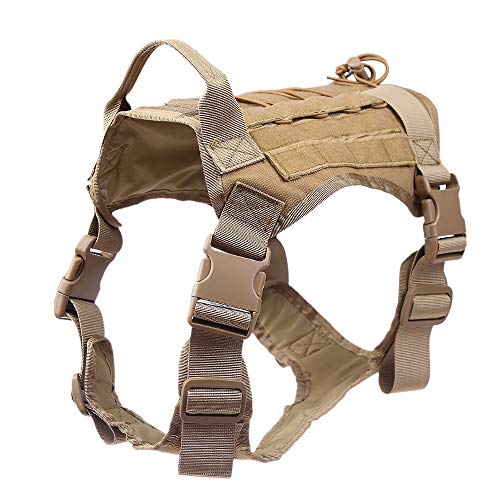 Arneses Tipo Chaleco, S.Lux Chaleco Molle para Entrenamiento con ArnéS para Perro ArnéS TáCtico para Perros Medianos Y Grandes, Chaleco De Patrulla ArnéS 1000d Resistente para Perro (L, Caqui)