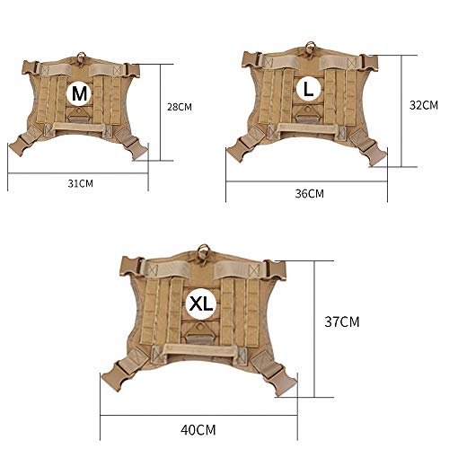 Arneses Tipo Chaleco, S.Lux Chaleco Molle para Entrenamiento con ArnéS para Perro ArnéS TáCtico para Perros Medianos Y Grandes, Chaleco De Patrulla ArnéS 1000d Resistente para Perro (L, Caqui)