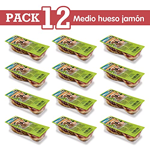 Arquivet - 12 Medios Huesos de jamón Serrano 100% Natural - Snacks Naturales para Perros de Todas Las Razas - Premios, recompensas, chuches para Perros - Hueso masticable para Perros