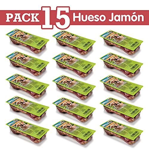 Arquivet Pack 15 Huesos de jamón Natural - Snacks Naturales para Perros - Snack Dental canino - Chuches, golosinas, premios, recompensas para Perro - Hueso masticable para Perros