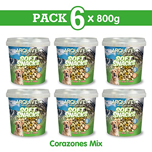 Arquivet Soft Snacks para Perro Corazones Mix Pack 6 x 800 g - Snacks Naturales para Perros de Todas Las Razas - Premios, recompensas, chuches para Perros