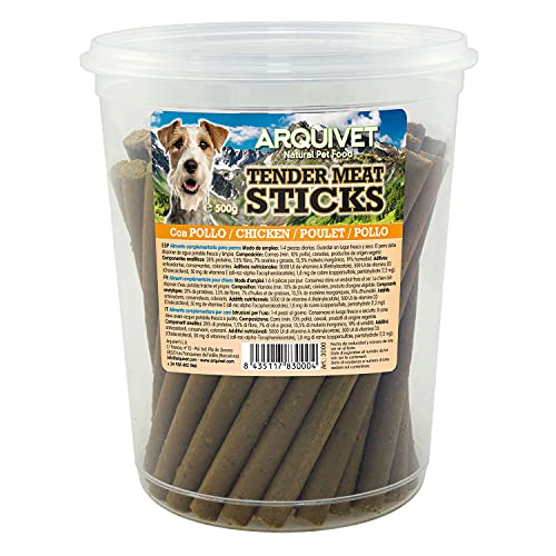 Arquivet Tender Meat Sticks Pollo 500 g - Palitos Blandos para Perros - Snacks, premios, recompensas, chuches, golosinas caninas - Limpia Dientes y refuerza la mandíbula