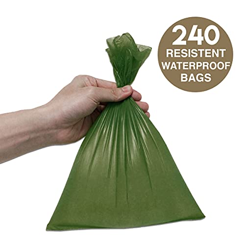 AS PETS Bolsas excrementos perros a granel, con 240 bolsitas caca perro regalamos dispensador, bolsas biodegradables para perros, de 22 x 33cm, recoge cacas de perros seguridad 100% a prueba de fugas