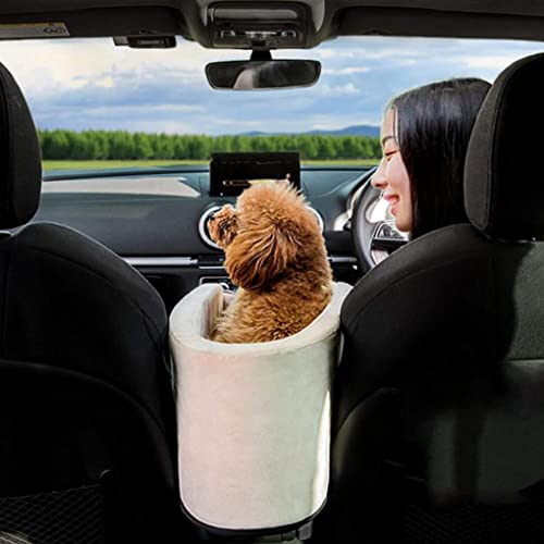 Asiento de Consola de Mascotas para Coche Puppy Cat Booster Sede en el reposabrazos del automóvil Cama de Transporte de Viajes de Animales pequeños, Asiento de elevación de Mascotas