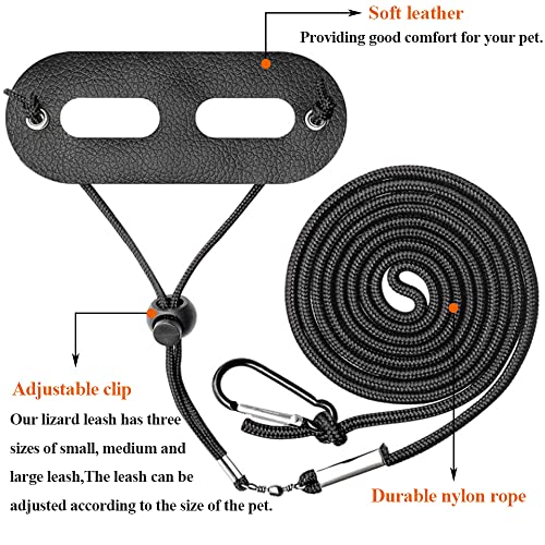 ASOCEA 3 unidades ajustable de arnés y correa de lagarto de dragón barbado para reptiles de cuero suave al aire libre cuerda de nailon para anfibios camaleón bebé Iguana y animales pequeños (S,M, L)