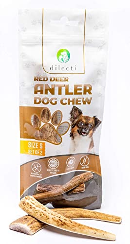 Asta de Ciervo para Perros - Asta de Ciervo para Perros elaborada con asta de Ciervo roja Natural y cuidadosamente seleccionada, Rica en proteínas y minerales. (2 Piezas, Talla S)