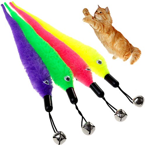 at Wand Puleather Refills, gato interactivo juguetes de plumas Teaser gato juguete pluma gato juguetes mascota gato teaser retractable varita juego juguete incluir plumas gusano campana de repues Col