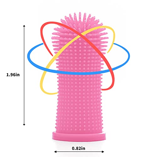 Aujzoo Cepillo de dientes para perros, 360º cepillo de dientes para mascotas, cuidado dental para perros, gatos, cepillo de dientes de silicona para dedos