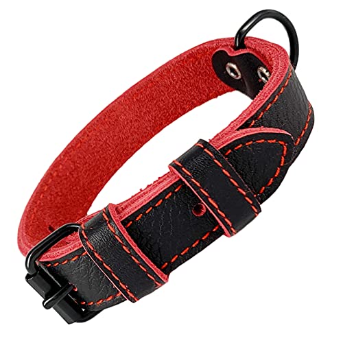 AVANZONA Collar Perro Cuero Auténtico, Combinado con 2 Colores, Suave como la Seda Pero Ultra Resistente. Muy Cómodo y Ligero, Hecho en Mano para Perros Pequeños, Medianos y Grandes. XS.