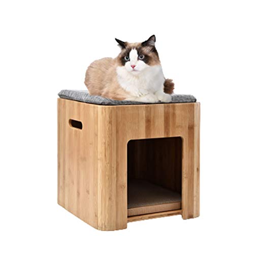 Aveo Cama para Perro Cama del Gato, Gato Plegable Multiuso o Perro pequeño Cama, Cube y reposapiés con el Amortiguador Superior e Interior lecho Ded Mascotas Cama para Mascotas (Color : Wood)