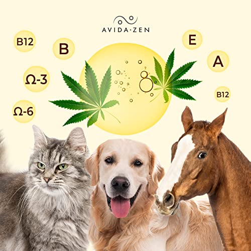 AVIDA · ZEN Aceite de cáñamo para perros, aceite de cáñamo para animales, aceite de cáñamo para el perro en práctica botella dosificadora, aceite de cáñamo para gatos y caballos