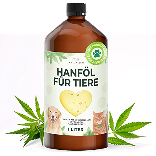 AVIDA · ZEN Aceite de cáñamo para perros, aceite de cáñamo para animales, aceite de cáñamo para el perro en práctica botella dosificadora, aceite de cáñamo para gatos y caballos