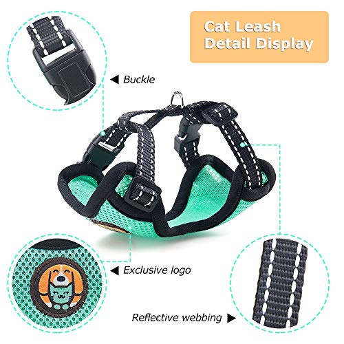 AWOOF Arnes Gato Antiescape, arnes Gato Ajustable con Anillo de Correa de Metal, Chaleco Suave y Transpirable Correa Gato para Mascotas pequeñas - Adecuado para Caminar y Entrenar, S Yardas