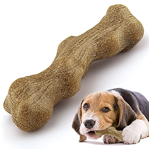 AWOOF Varilla para masticar para perros, juguete indestructible, hueso de madera con sabor a carne de vacuno, juguete para masticar para perros grandes y medianos