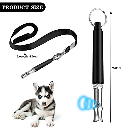 AYEUPZ Silbato para Perros, 3 Piezas de Silbato ultrasónico para Perros, Silbato para Perros Ajustable de Alta frecuencia, Silbato para Perros Profesional, con cordón Gratis, Mango de Silbato Negro