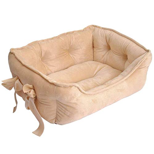 B-1 Canasta para Perros Sofá para Perros, Cama para Mascotas Perro Invierno Portátil Cálido Suave Y Cómodo Perrera Profundo para Mascotas Gatos Y Perros Pequeños,Caqui,S