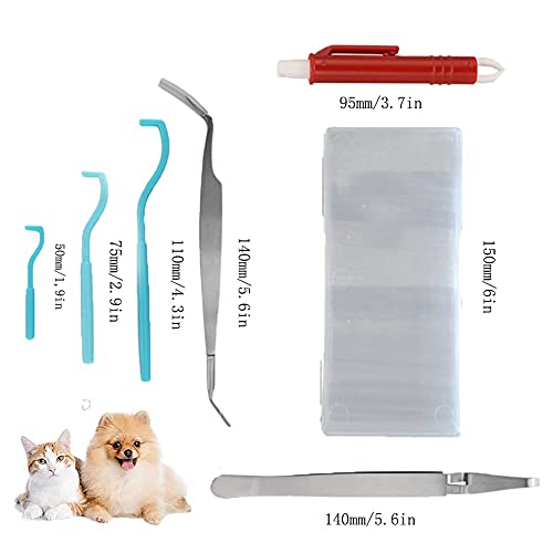 B-Y Pinzas para Garrapatas, Pinzas para Garrapatas Mascota, Kit de Eliminación de Piojos de Mascotas de Acero Inoxidable de 6 Piezas Que se Puede Usar para Humanos, Gatos y Perros