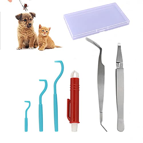 B-Y Pinzas para Garrapatas, Pinzas para Garrapatas Mascota, Kit de Eliminación de Piojos de Mascotas de Acero Inoxidable de 6 Piezas Que se Puede Usar para Humanos, Gatos y Perros