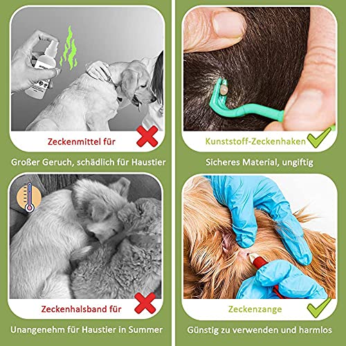 B-Y Pinzas para Garrapatas, Pinzas para Garrapatas Mascota, Kit de Eliminación de Piojos de Mascotas de Acero Inoxidable de 6 Piezas Que se Puede Usar para Humanos, Gatos y Perros