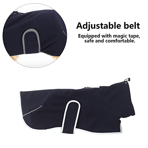 babepet Abrigo de invierno para perros con forro polar cálido, perfecto para perros salchichas, ropa para perros al aire libre con bandas ajustables y agujero para arnés, azul oscuro-XL