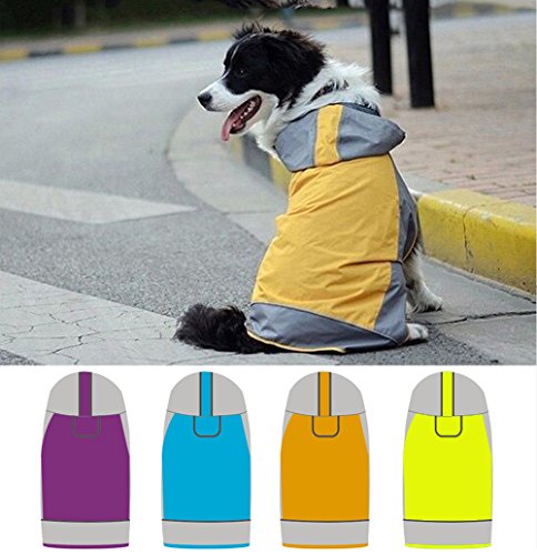 babydog Perro Grande Chaleco Impermeable con Capucha Chaqueta Impermeable Reflectante Ropa para Mascotas 6L-9L (Naranja, 6L)