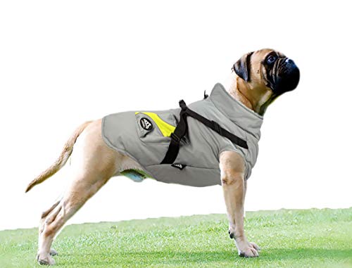 Babydog Ropa para Perros Mascotas, Abrigos Chaquetas de Invierno Suave,Chaleco arnés de Perro Traje de Suéter con Bolsillos (8L, Gris)