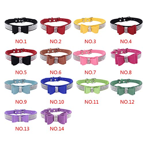 Babysbreath17 Bling Cristal Collar del Gato del Perrito de Metal Ajustable de la Pajarita del Rhinestone Suave Collares para Mascotas Suministros para Perros pequeños Medio Rosado S