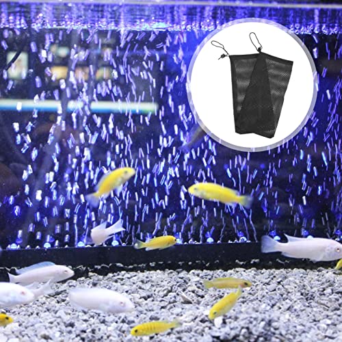 Balacoo 6 bolsas de malla para filtro de acuario, reutilizables, de carbón vegetal, con cordón, bolsas Aquatic para carbón activo, color negro