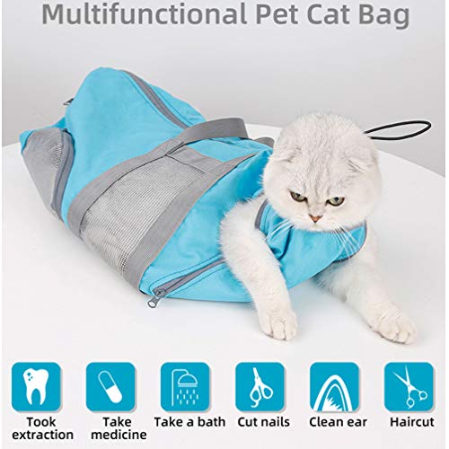 Balacoo Bolsa de retención para gatos, bolsa de transporte y cuidado para las visitas al veterinario, administración de medicamentos, cuidado de los dientes, baño, corte de uñas y conducción.