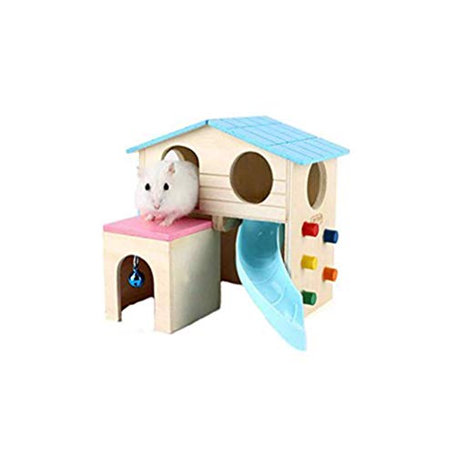 Balacoo Hamster Zona de Juegos Pequeño Animal Escondite Casa Escalada Escalera Diapositiva Campana de Madera Choza Juguetes para Jugar