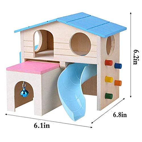 Balacoo Hamster Zona de Juegos Pequeño Animal Escondite Casa Escalada Escalera Diapositiva Campana de Madera Choza Juguetes para Jugar