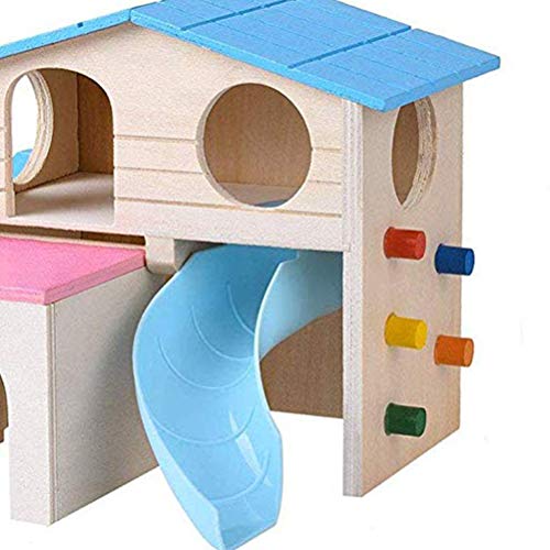 Balacoo Hamster Zona de Juegos Pequeño Animal Escondite Casa Escalada Escalera Diapositiva Campana de Madera Choza Juguetes para Jugar