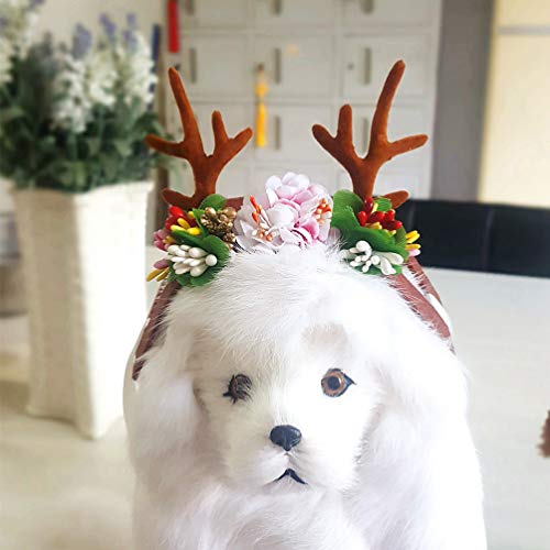 Balacoo Perro Alce Cuerno Reno Sombrero Gorra Aros de Pelo Gato Traje de Navidad Trajes Sombrero Sombreros Accesorios para El Cuidado del Cabello - Talla S