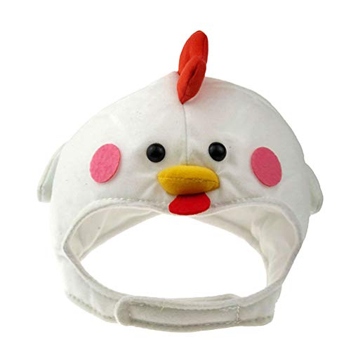 Balacoo Perro Sombrero de Pollo Mascota Novedad Sombrero de Pollo Sombreros Mascota Suave Arnés Mascota Disfraz Foto Prop para Gatos Perros 42-58Cm (Blanco)