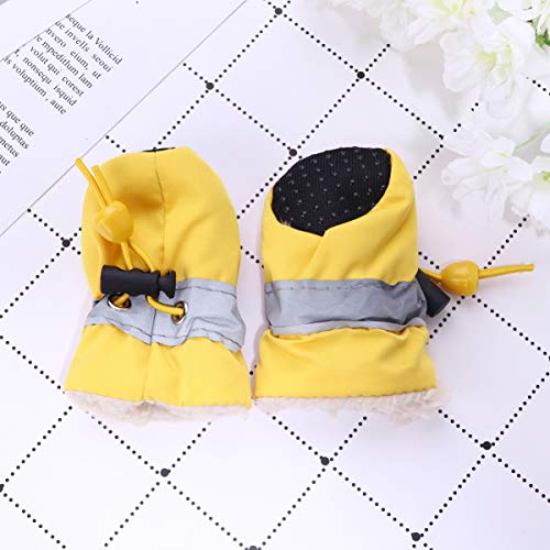 Baluue Botas de lluvia para perros, 4 unidades, impermeables, de peluche, para invierno, antideslizantes, para perros pequeños, medianos (amarillo, talla 5)