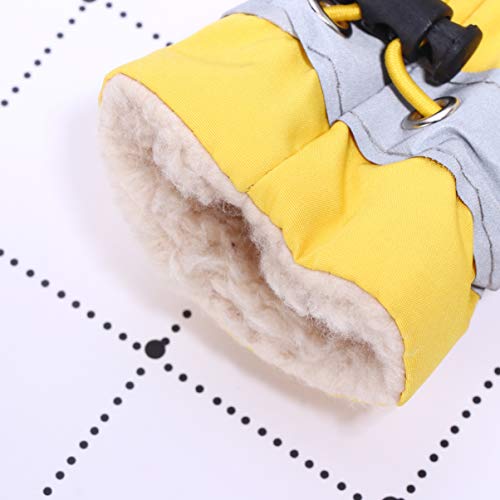 Baluue Botas de lluvia para perros, 4 unidades, impermeables, de peluche, para invierno, antideslizantes, para perros pequeños, medianos (amarillo, talla 5)