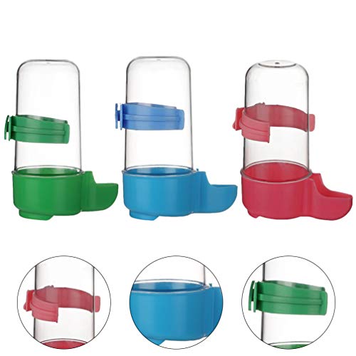 Baluue Comedero de Agua para Pájaros Comederos Automáticos para Pájaros Bebedero de Plástico para Pájaros Comedero de Jaula de Pájaros para Loros Periquito Cockatiel (Rojo Azul Verde)