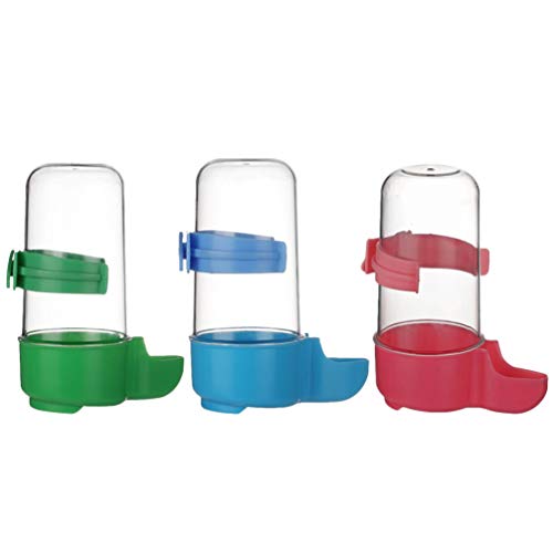 Baluue Comedero de Agua para Pájaros Comederos Automáticos para Pájaros Bebedero de Plástico para Pájaros Comedero de Jaula de Pájaros para Loros Periquito Cockatiel (Rojo Azul Verde)