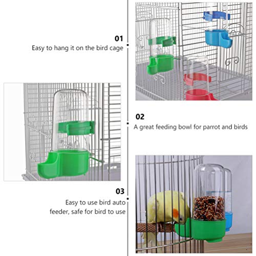 Baluue Comedero de Agua para Pájaros Comederos Automáticos para Pájaros Bebedero de Plástico para Pájaros Comedero de Jaula de Pájaros para Loros Periquito Cockatiel (Rojo Azul Verde)