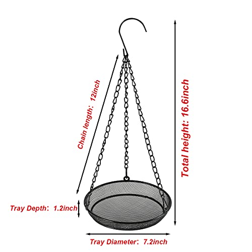 Bandeja de comedero para pájaros colgado, plato de comida de jardín, bandeja de semillas de malla metálica para comederos de pájaros (redondo)